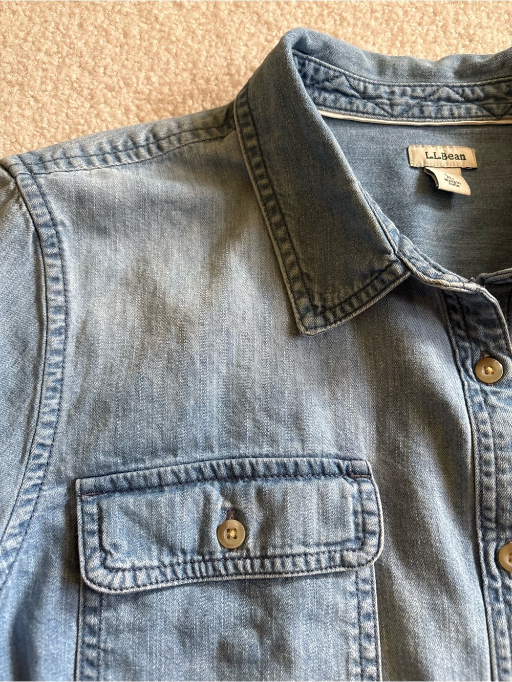 Women's L.L. Bean Heritage Washed Denim Shirt, Long-Sleeve Size L - Picture 5 of 14